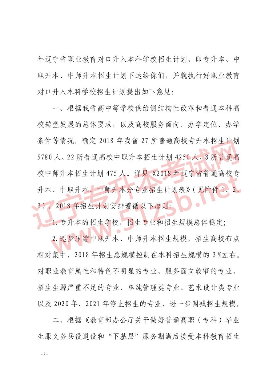 2018年遼寧專升本考試招生計(jì)劃考試文件