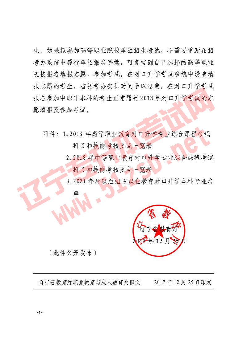 2018年遼寧專升本考試文件